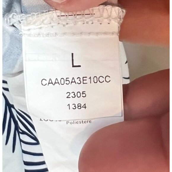 Cupshe Belted Abstract Leaf Print Midi Dress White & Navy Blue Wrap Style Large - Picture 9 of 10